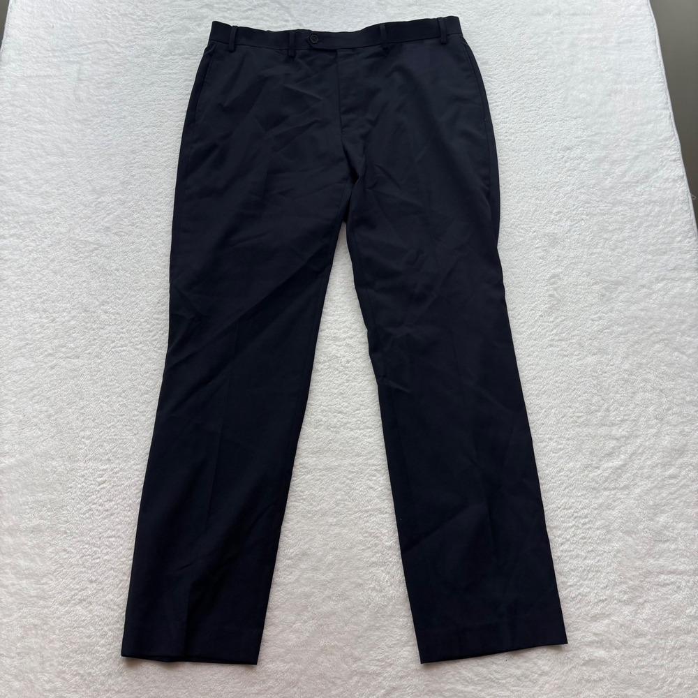 Lauren Ralph Lauren Mens Navy Blue High Performance Wool Dress Pants 36W 32L